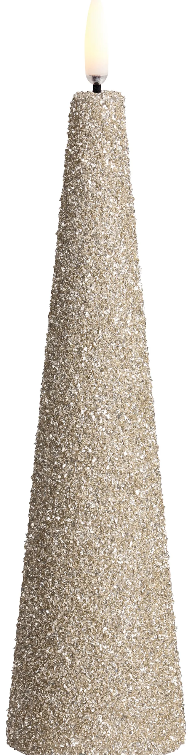 UYUNI LED Kerze konisch Glitzer 5,8x21,5 cm Champagner