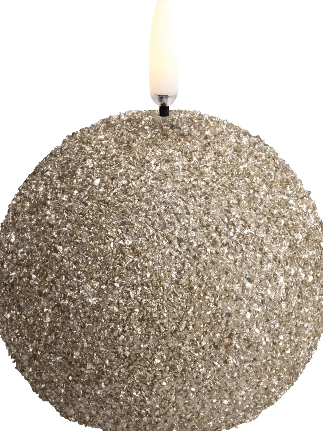 UYUNI LED Kerze rund Glitzer 7x7 cm Champagner