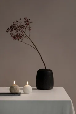 UYUNI LED Kerze rund Glitzer 7x7 cm Nordic white