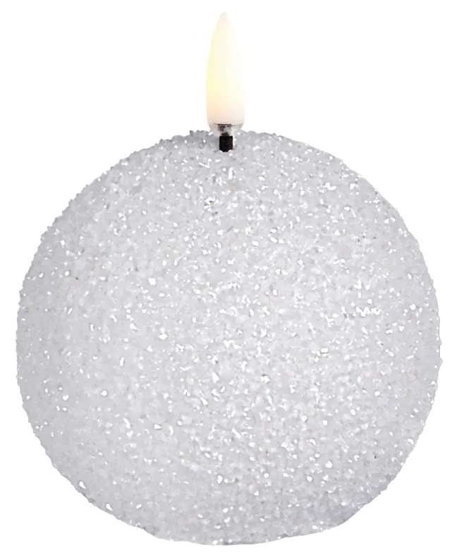 UYUNI LED Kerze rund Glitzer 7x7 cm Nordic white