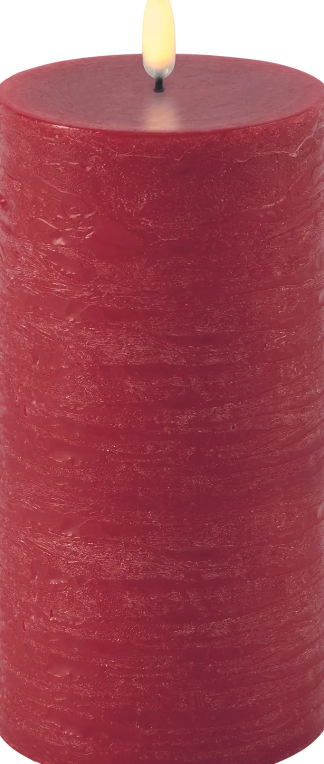 UYUNI LED Kerze Rustic 7,8x15 cm Carmine Red