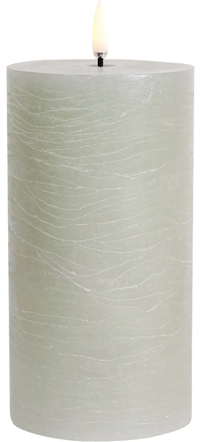 UYUNI LED Kerze Rustic 7,8x15 cm Dusty Green