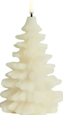 UYUNI LED Kerze Weihnachtsbaum Smooth 10x15 cm Ivory