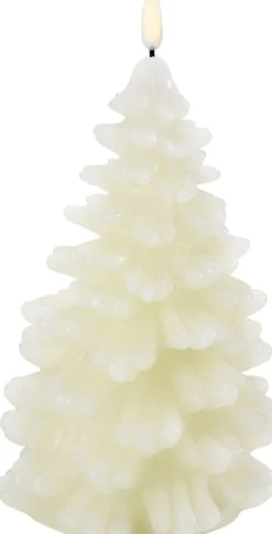 UYUNI LED Kerze Weihnachtsbaum Smooth 11x18 cm Ivory