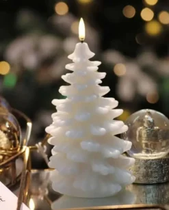 UYUNI LED Kerze Weihnachtsbaum Smooth 11x18 cm Ivory