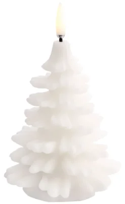 UYUNI LED Kerze Weihnachtsbaum Smooth 9x12 cm Nordic White