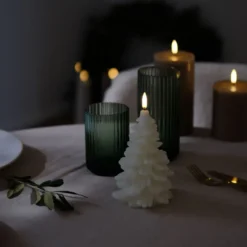 UYUNI LED Kerze Weihnachtsbaum Smooth 9x12 cm Nordic White