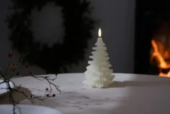 UYUNI LED Kerze Weihnachtsbaum Smooth 10x15 cm Nordic White