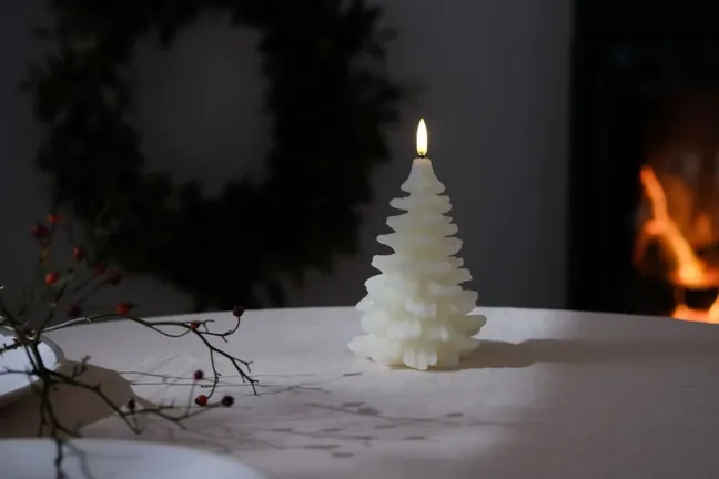 UYUNI LED Kerze Weihnachtsbaum Smooth 10x15 cm Nordic White