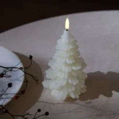 UYUNI LED Kerze Weihnachtsbaum Smooth 10x15 cm Nordic White