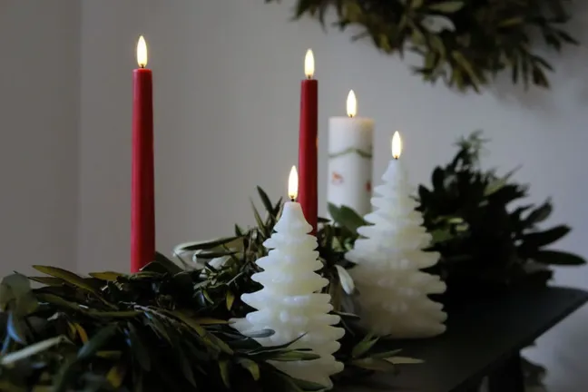UYUNI LED Kerze Weihnachtsbaum Smooth 10x15 cm Nordic White
