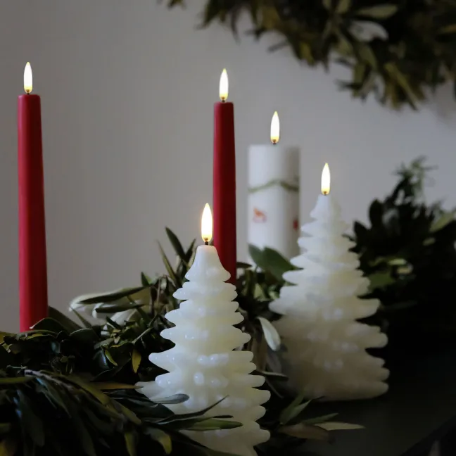 UYUNI LED Kerze Weihnachtsbaum Smooth 11x18 cm Nordic White