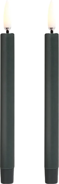 UYUNI LED Stabkerze mini (2 Stück) Smooth 1,3x13,8 cm Pine Green