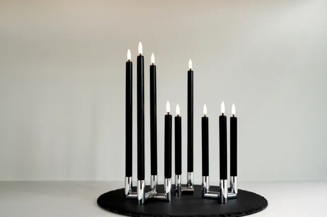 UYUNI LED Stabkerze mini (2 Stück) Smooth 1,3x13,8 cm Plain Black