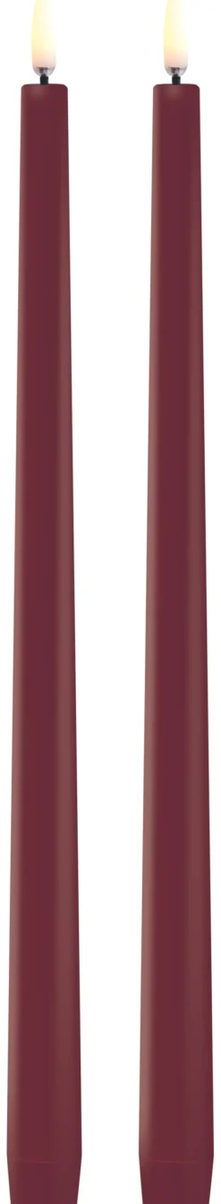 UYUNI LED Stabkerze Slim (2 Stück) Smooth 2,3x32 cm Carmine red