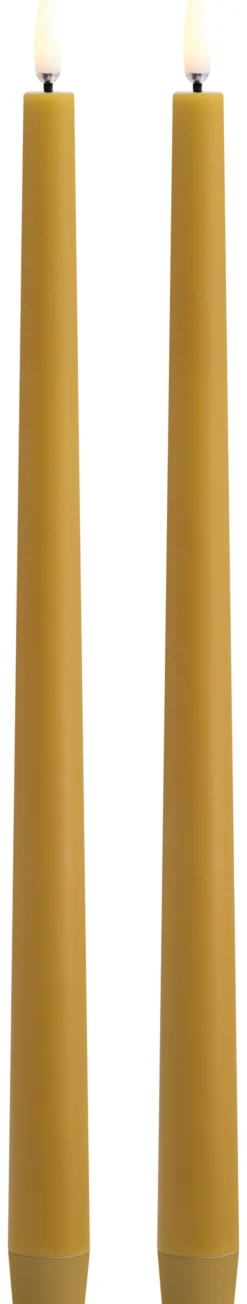 UYUNI LED Stabkerze Slim (2 Stück) Smooth 2,3x32 cm Curry Yellow