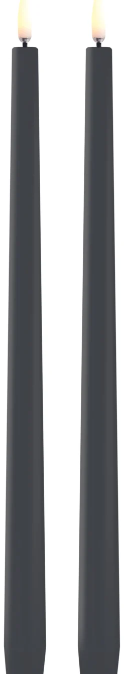 UYUNI LED Stabkerze Slim (2 Stück) Smooth 2,3x32 cm grau