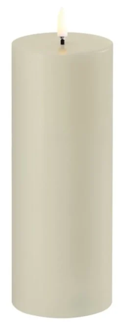 UYUNI LED Stumpenkerze Smooth 7,8x20 cm Oyster Grey