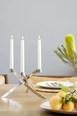 UYUNI Lightarch Kerzenständer für 3 Stabkerzen Chrome Sale