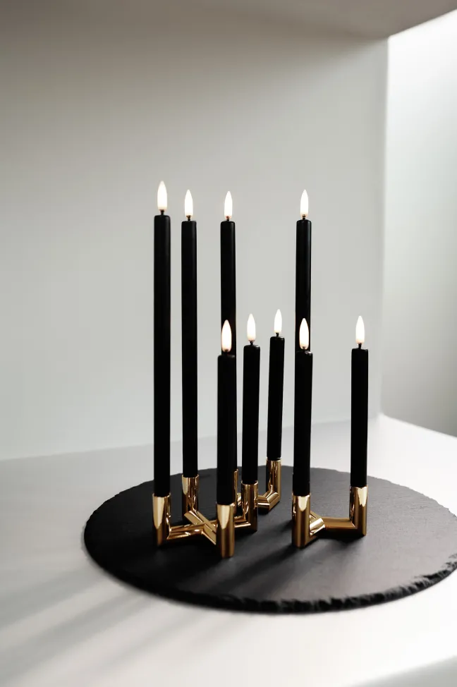 UYUNI Matrix Kerzenständer für 4 Mini Stabkerzen Warm brass