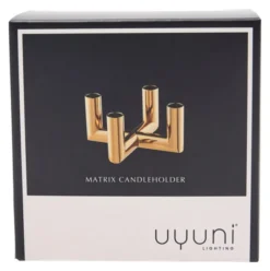 UYUNI Matrix Kerzenständer für 4 Mini Stabkerzen Warm brass