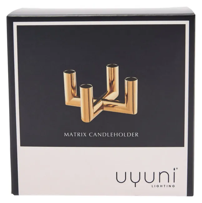 UYUNI Matrix Kerzenständer für 4 Mini Stabkerzen Warm brass