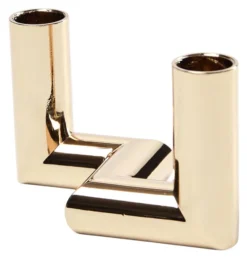 UYUNI Matrix Kerzenständer für 2 Mini Stabkerzen Warm brass