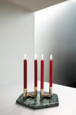 UYUNI Matrix Kerzenständer für 2 Mini Stabkerzen Warm brass