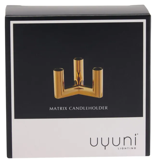 UYUNI Matrix Kerzenständer für 3 Mini Stabkerzen Warm brass