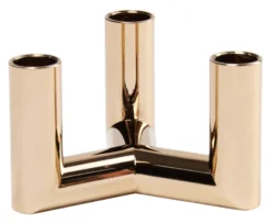 UYUNI Matrix Kerzenständer für 3 Mini Stabkerzen Warm brass