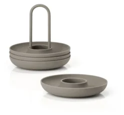 ZONE Denmark Eierbecher Singles 4 Stück mit Halter taupe