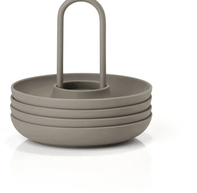 ZONE Denmark Eierbecher Singles 4 Stück mit Halter taupe