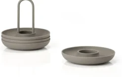 ZONE Denmark Eierbecher Singles 4 Stück mit Halter taupe
