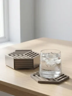 ZONE Denmark Glasuntersetzer Hexagon 6 Stück Black