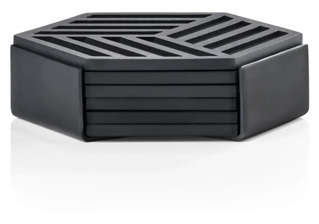 ZONE Denmark Glasuntersetzer Hexagon 6 Stück Black