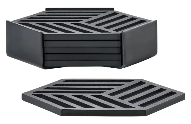 ZONE Denmark Glasuntersetzer Hexagon 6 Stück Black