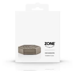 ZONE Denmark Glasuntersetzer Hexagon 6 Stück Taupe